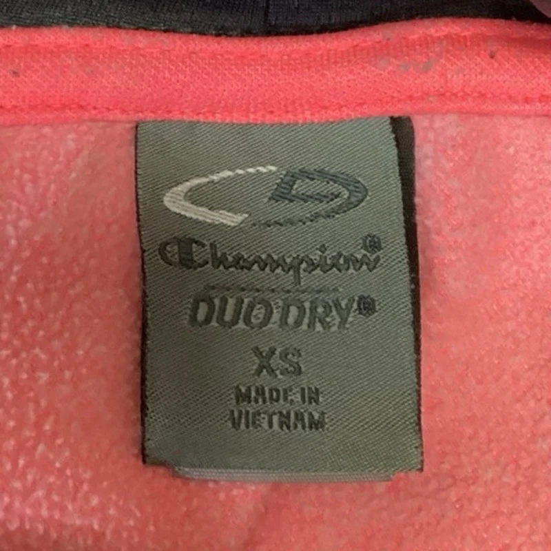 Champion Duo Dry Pink Gray Long Sleeve Pockets Pullover Hoodie Sweatshirt Sz XS - Image 3