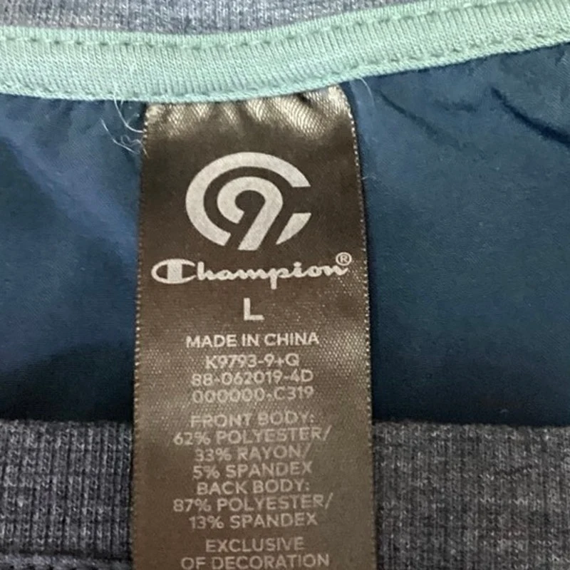 Champion Womens Blue Crew Neck Long Sleeve Pullover Activewear Sports Top Size L - Image 3