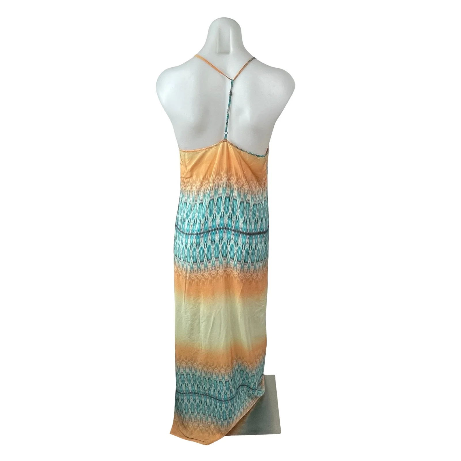 Charlie Jade 100% Silk Women's Ombre Geometric Sleeveless Maxi Cami Tank Dress S - Image 4