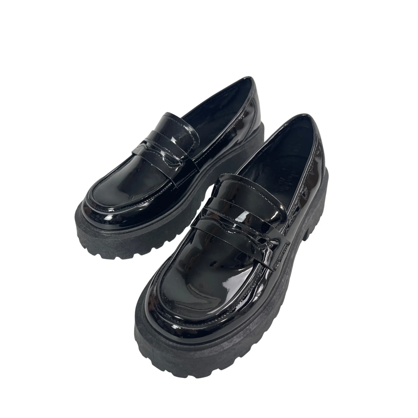 Charlotte Russe Black Panent Leather Slip On Platform Chunky Loafers Shoes Sz 7 - Image 4