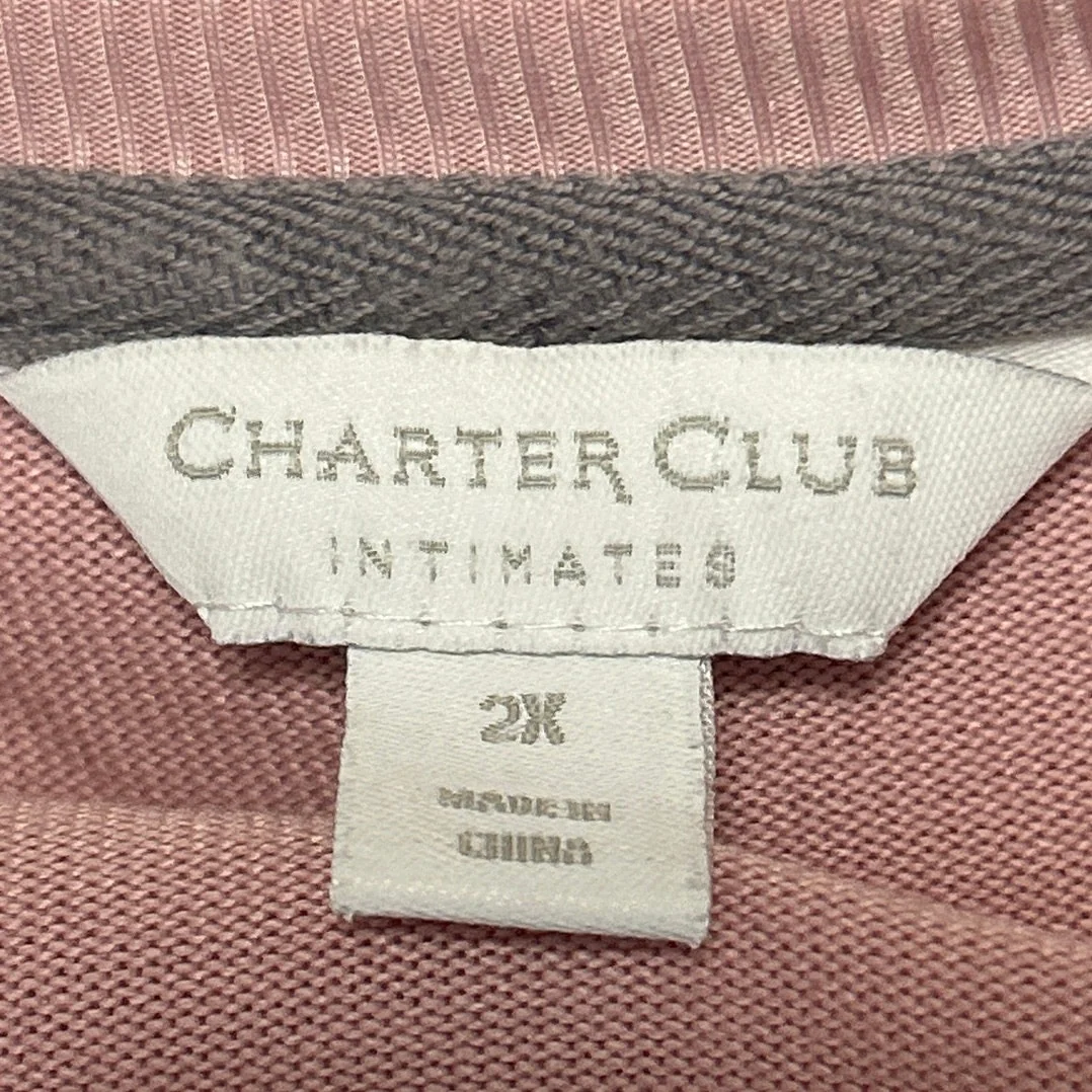 Charter Club Intimates Women's Pink Long Sleeve Henley Lounge Pajama Top Sz 2XL - Image 3
