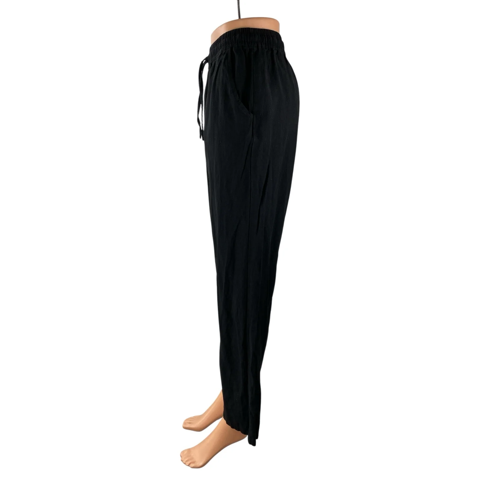 Chartou Women's Black High Waisted Drawstring Straight Trousers Pants Size XS - Image 2
