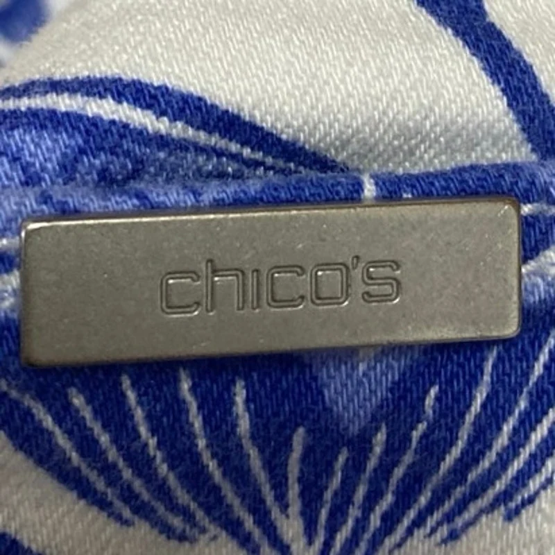 Chico's So Slimming Girlfriend Crop Blue White Paisley Floral Denim Jeans Size 0 - Image 5