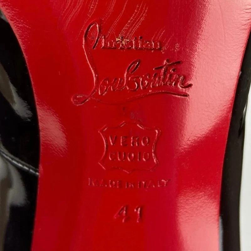 Christian Louboutin Black Patent Leather Pointed Toe Stiletto Slip On Pumps 41 - Image 5