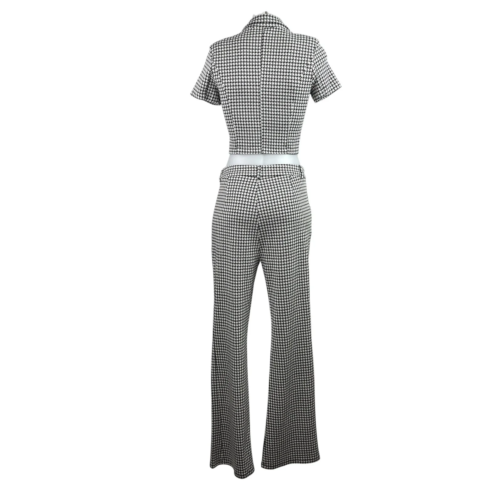 Cider Lady Houndstooth Cropped Blazer Flare Trousers Pants 2 Piece Set Size S - Image 3