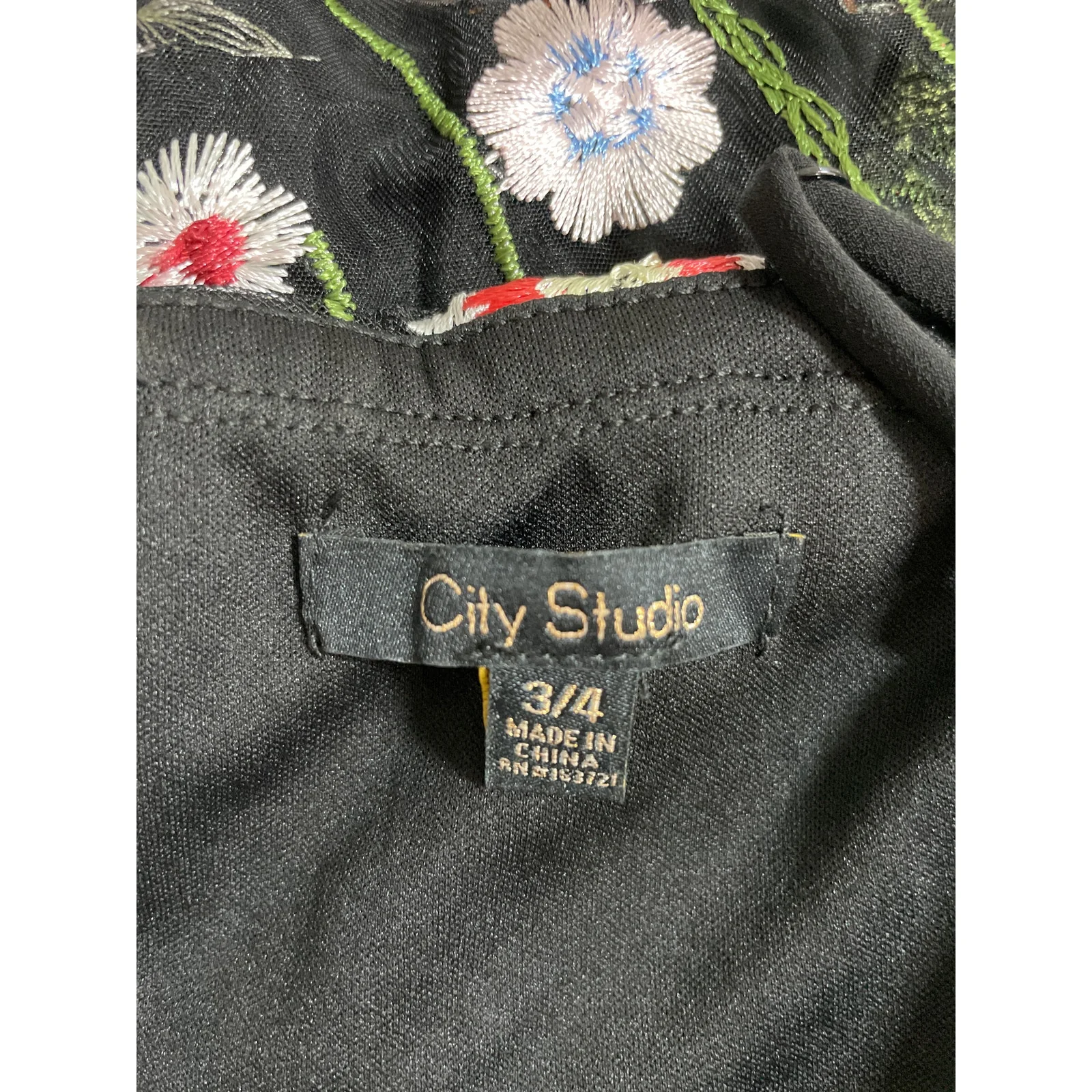 City Studio Black Floral Embroidered Sleeveless Cami Fit & Flare Mini Dress 3/4 - Image 5
