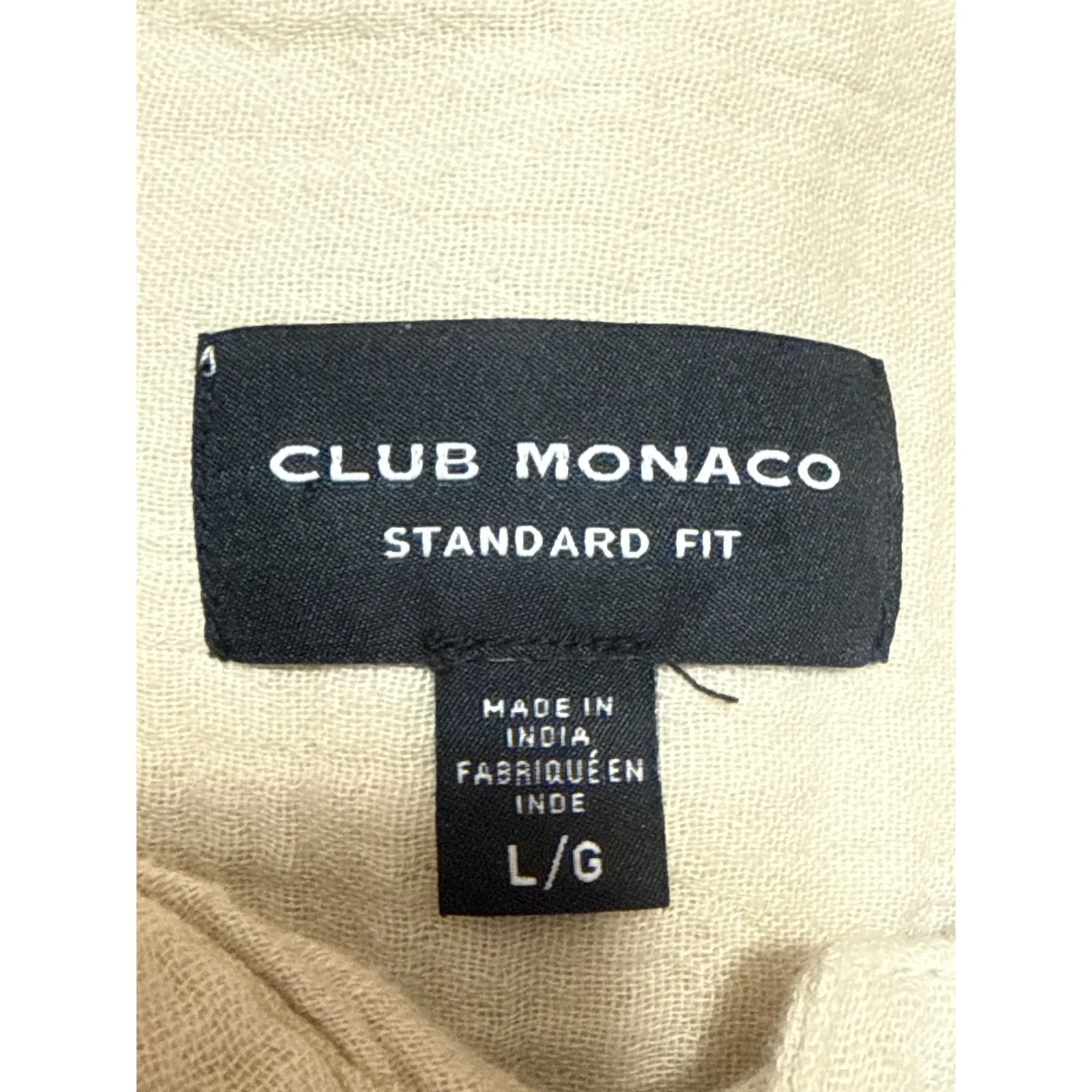 Club Monaco Beige Textured Collared Long Sleeve Casual Button Down Shirt Top L - Image 4
