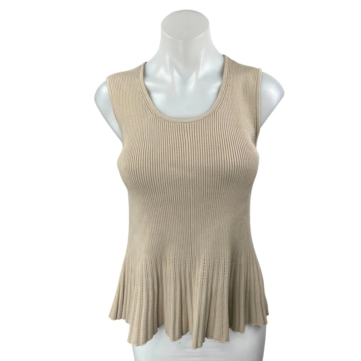 Club Monaco Cream Tan Rib Knit Sleeveless Cami Camisole Sweater Tank Top Size S