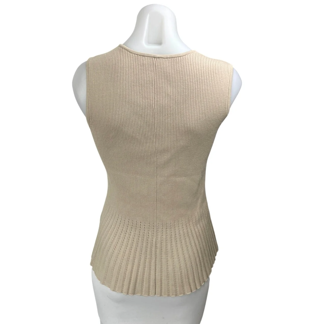 Club Monaco Cream Tan Rib Knit Sleeveless Cami Camisole Sweater Tank Top Size S - Image 2