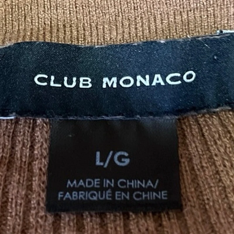 Club Monaco Men's Brown Rib Knit Long Sleeve Collared V-Neck Sweater Top Size L - Image 3