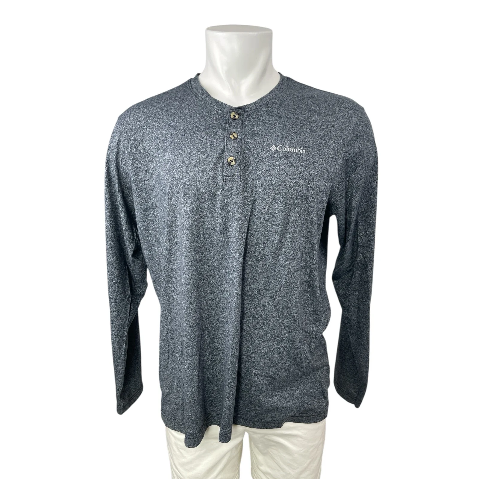 Columbia Omni-Wick Men's Gray Long Sleeve Henley Performance Tee T-Shirt Top XL