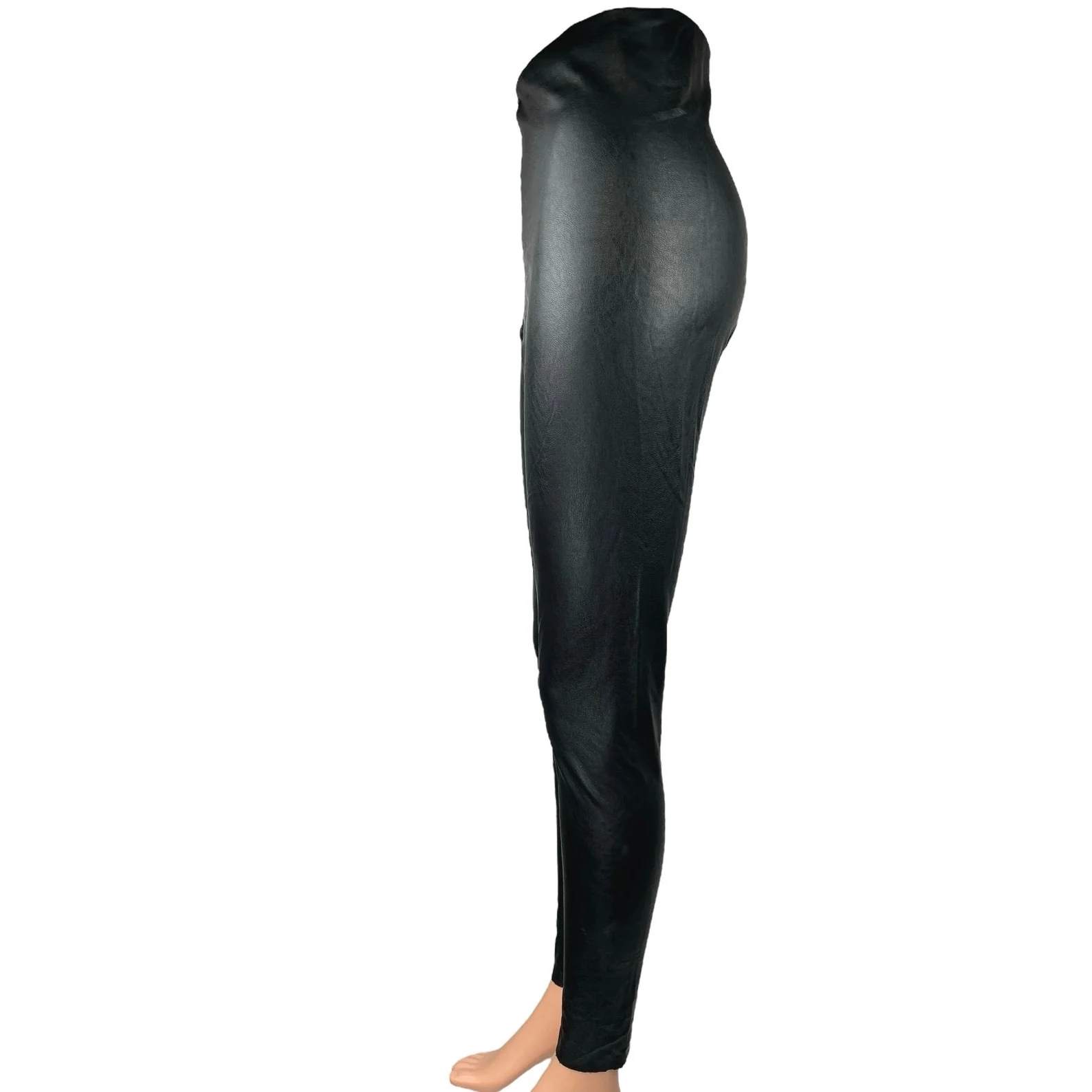 Commando Women's Black Faux Leather Vegan High Waisted Leggings Pants Size L - Image 2