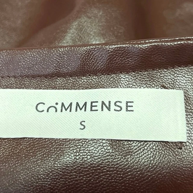 Commense Brown Faux Vegan Leather Mini Zipper Straight Pencil Skirt Size S - Image 4