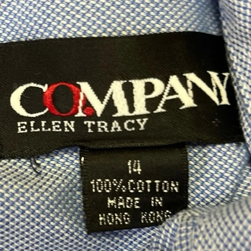 Company Ellen Tracy Blue Button Up Long Sleeve Collared Pocket Shirt Size  14 - Image 3