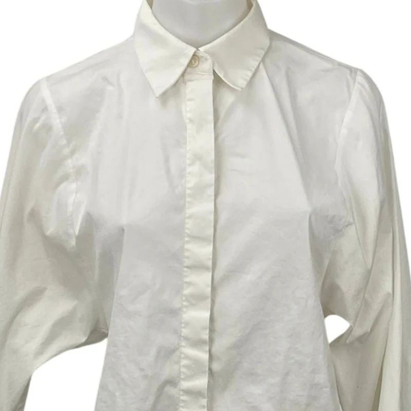 COS White Collared Long Sleeve Office Business Button Down Shirt Blouse Top Sz 4 - Image 2