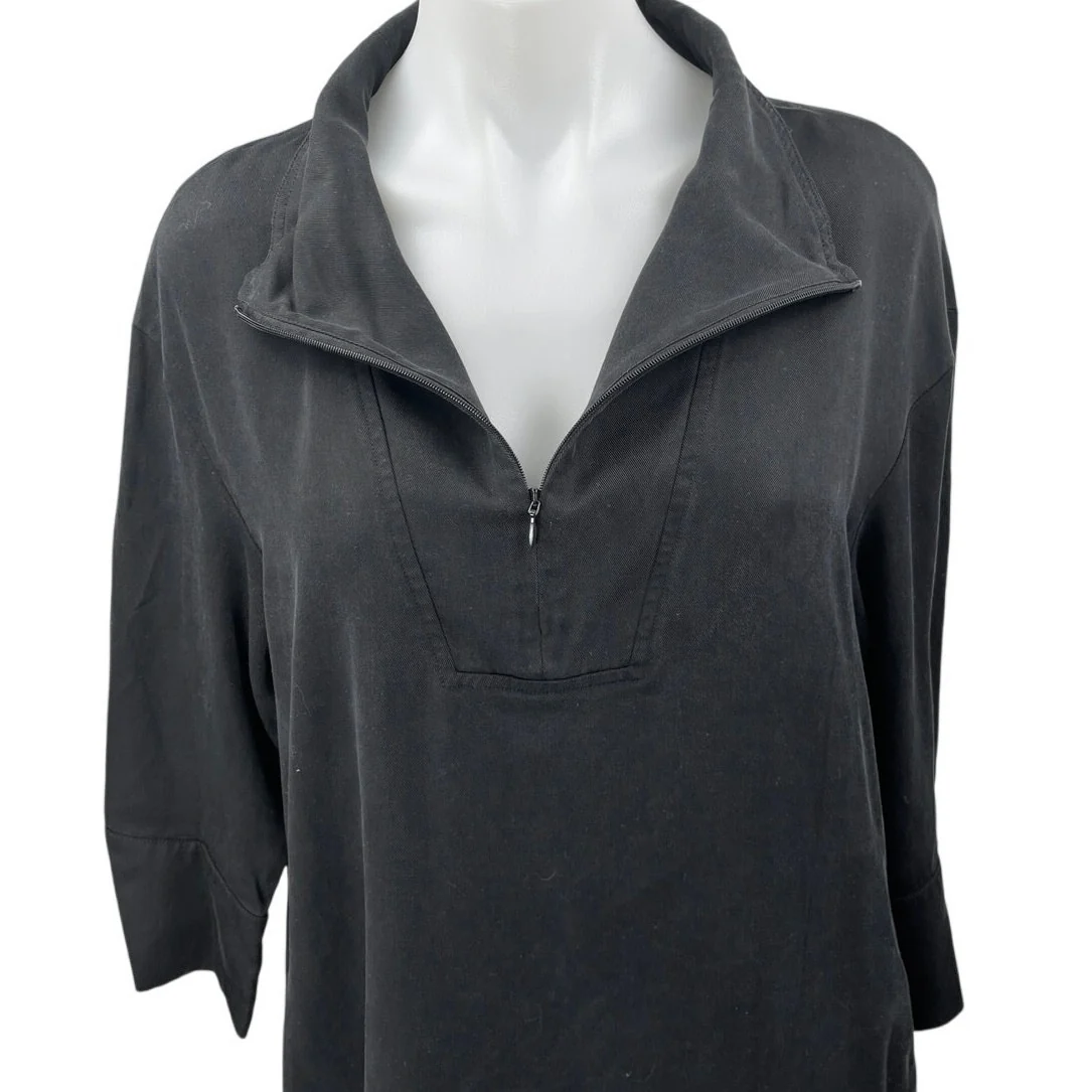 COS Women's Black Long Sleeve Collar Quarter Zip Knee Length Shirt Dress Size S - Image 4