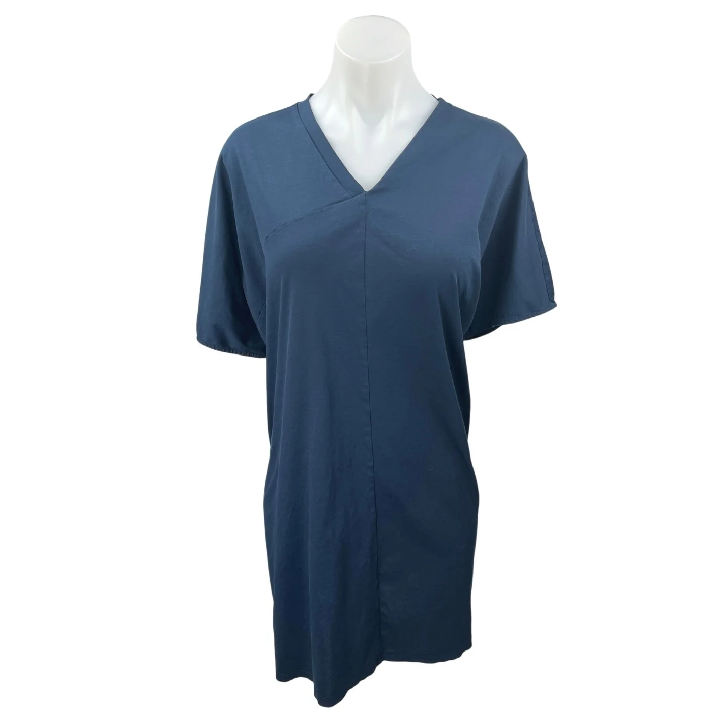 COS Women's Blue Short Sleeve V-Neck Casual Mini Shift T-Shirt Dress Size S
