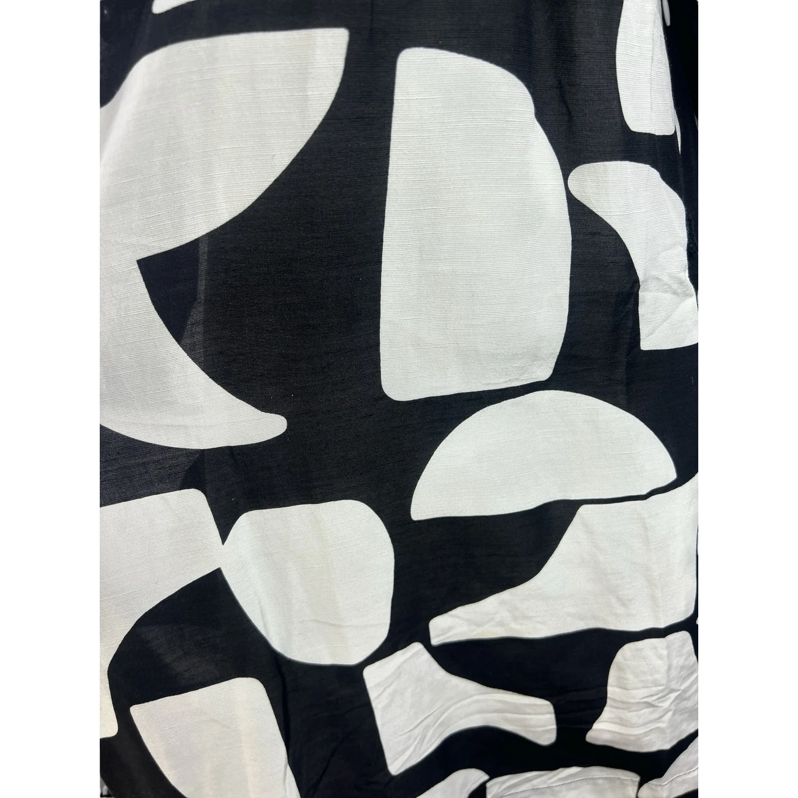 Country Road Black White Linen Abstract Short Sleeve Mini Shift Dress Size 12 - Image 4