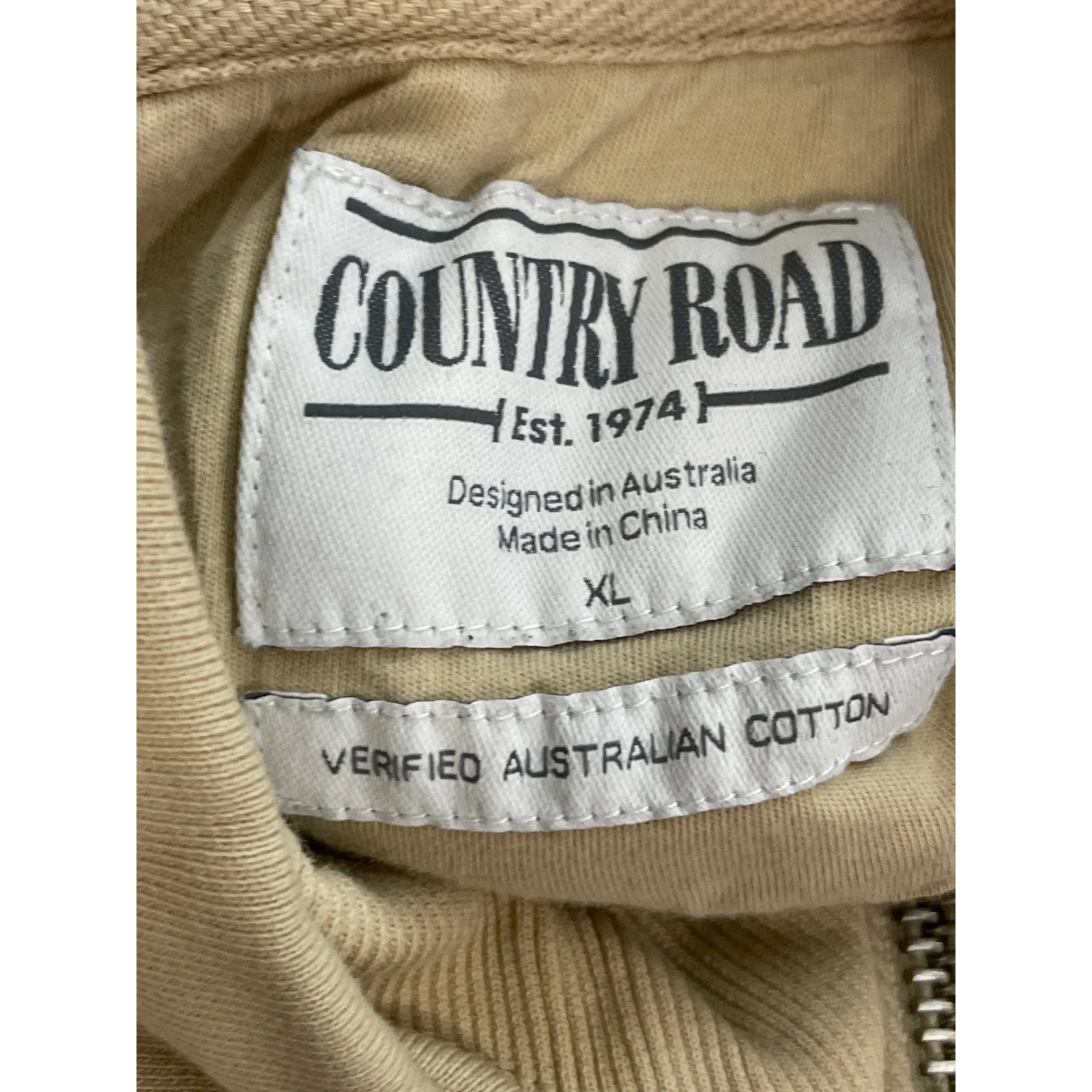 Country Road Women's Beige Stand Collar Long Sleeve Sweater Sweatshirt Top Sz XL - Image 5