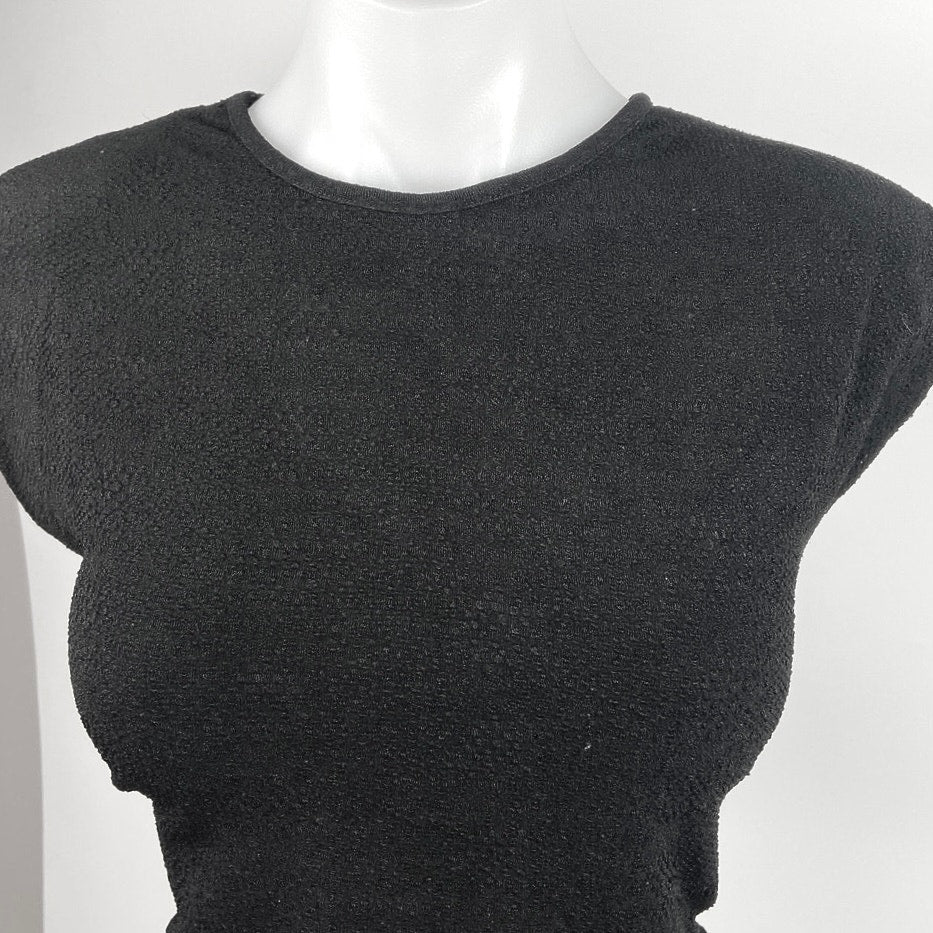 Danielle Bernstein By Weworewhat Black Crew Neck One Piece Bodysuit Top Size M - Image 3