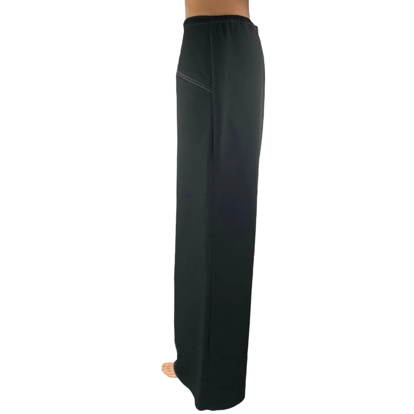 De Laru Women's Black High Waisted Baggy Palazzo Wide Leg Trousers Dress Pants 6 - Image 2