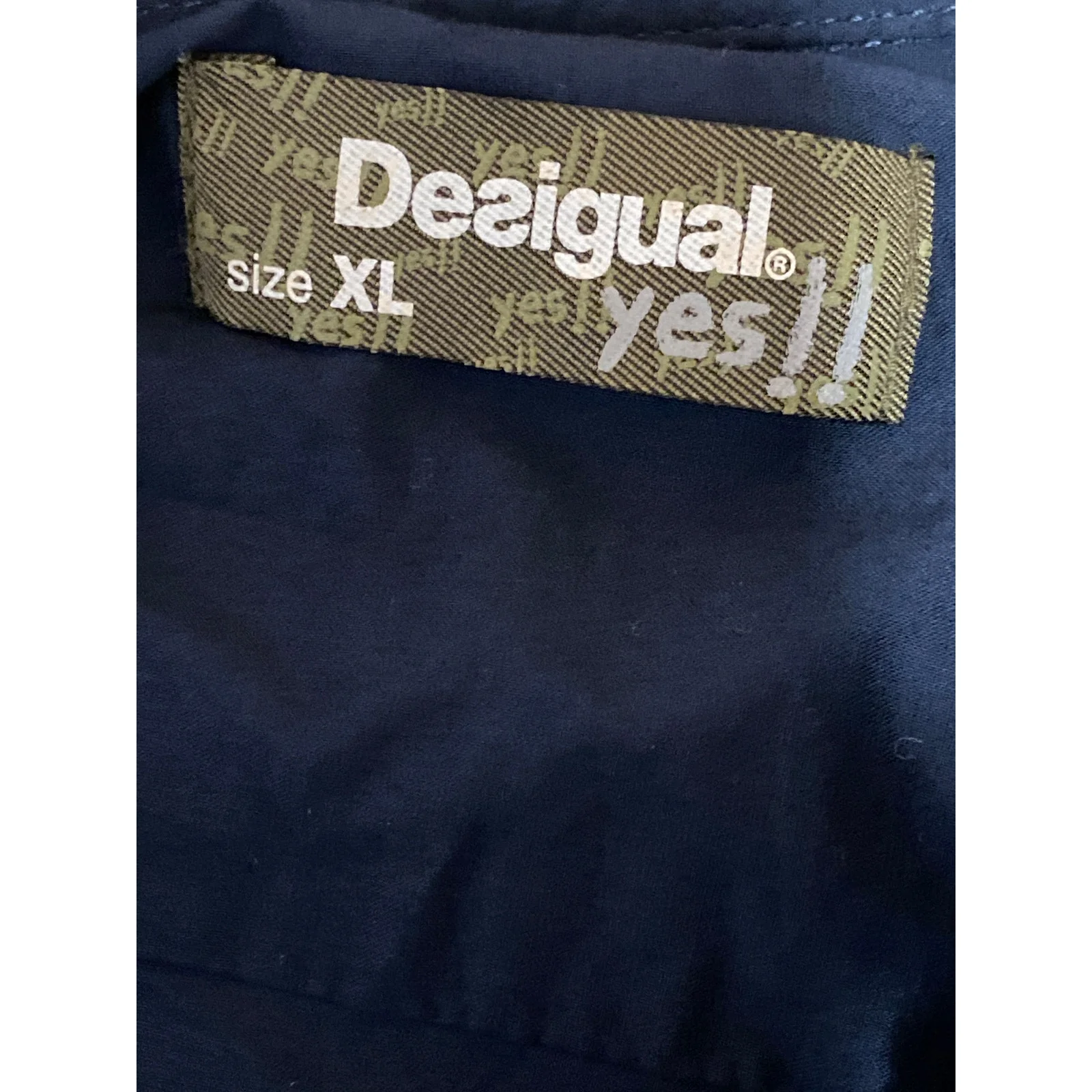Desigual Women's Blue Long Sleeve Patchwork Pocket Button Down Shirt Top Size XL - Image 3