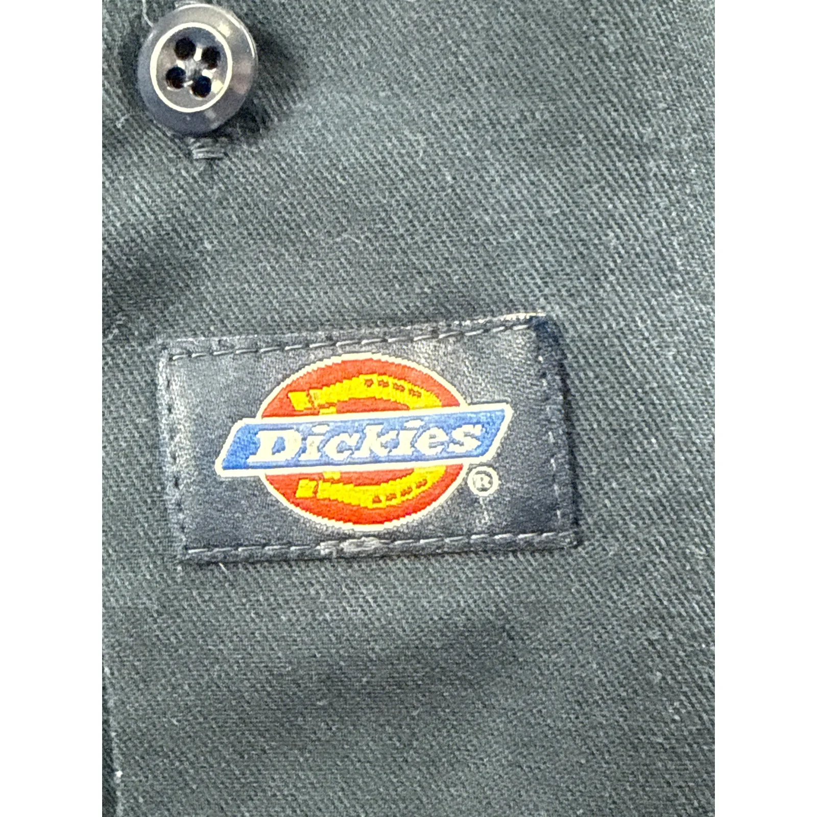 Dickies Men Navy Blue Workwear Pocket Cutoff Sleeve Button Down Shirt Top Size L - Image 4