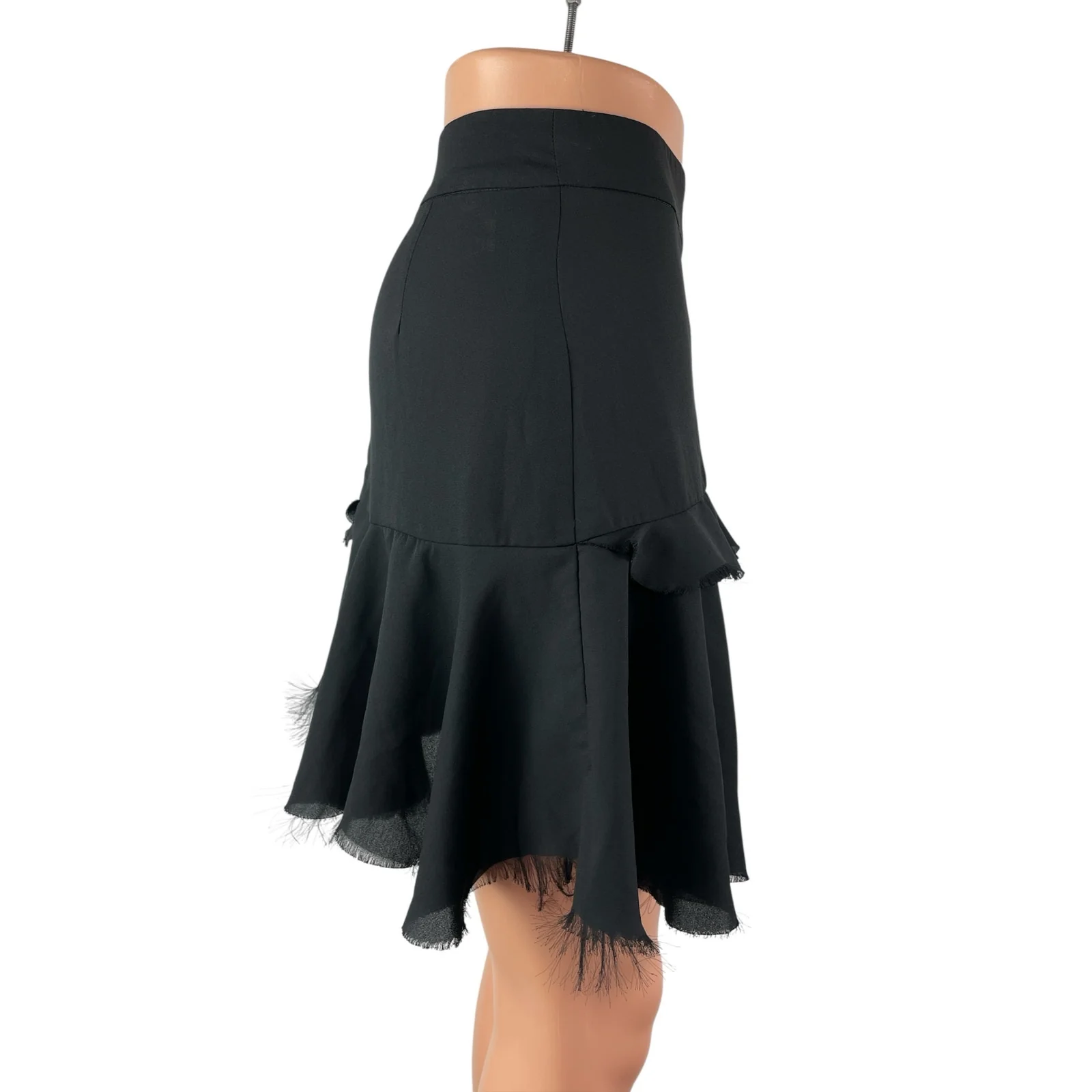 Diesel Women's Black High Waisted Ruffle Tiered Zip Fringe A Line Mini Skirt 26 - Image 4
