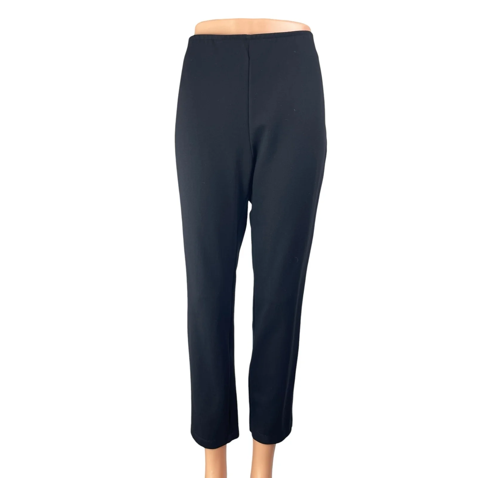 DKNY Women's Black Pleated High Waisted Straight Leg Trousers Dress Pants Size L