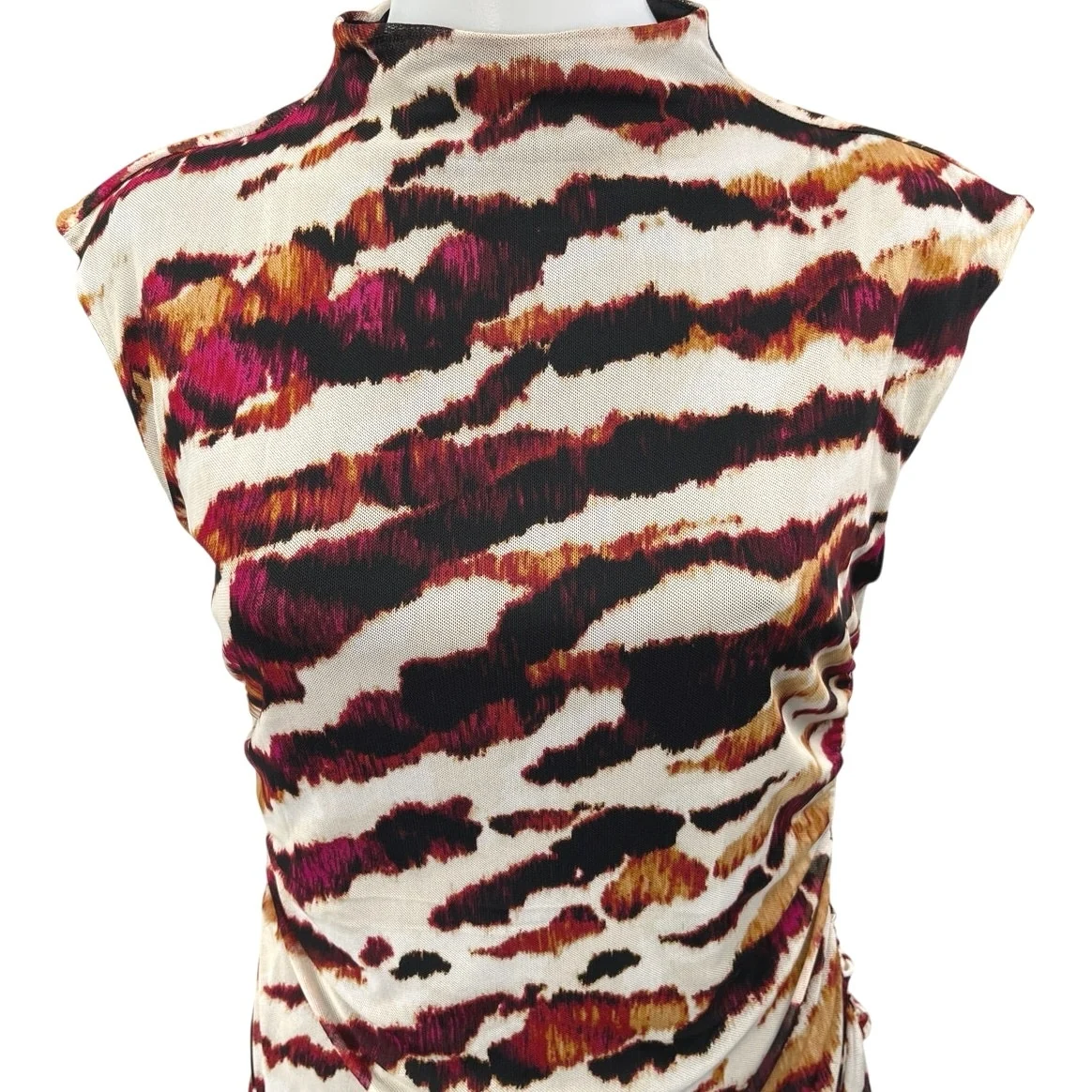 DKNY Women's Multicolor Tie Dye Sleeveless Ruched Mock Neck Pullover Tank Top S - Image 3