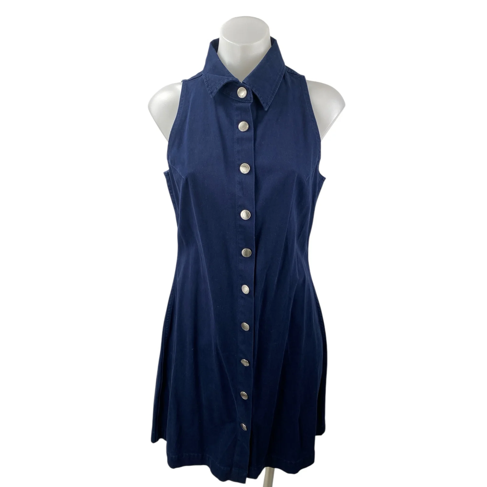 DL1961 Payton Blue Collared Sleeveless Button Down Mini Denim Shirt Dress Size S