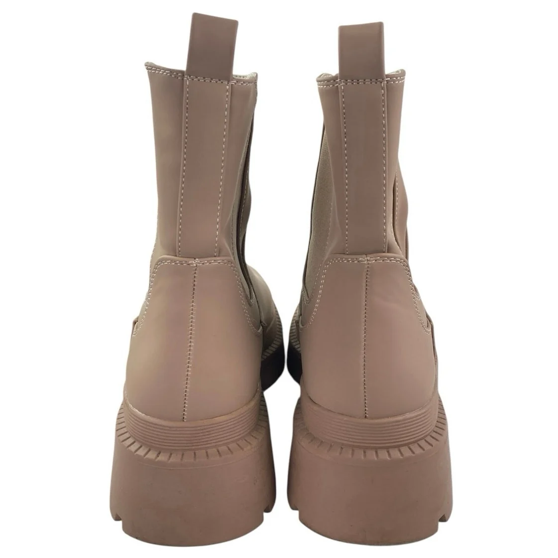 Dream Pairs Beige Leather Round Toe Chunky Platform Chelsea Ankle Boots Size 7.5 - Image 3