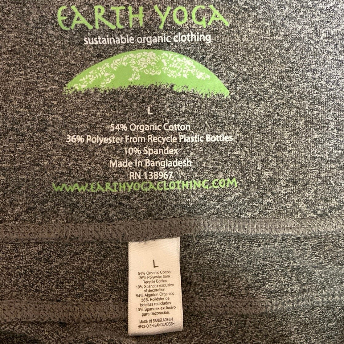 Earth Yoga Heather Gray High Waisted Elastic Pull On Crop Skinny Leggings Size L - Image 4