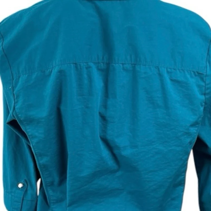 East5th Secretly Slender Womens Collared 3/4 Sleeve Button Up Shirt Blouse Top M - Image 4