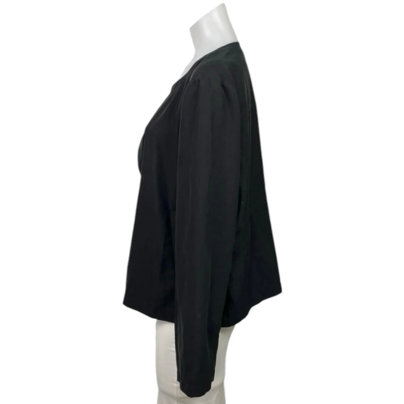 Eileen Fisher Womens Black Tencel Long Sleeve Open Front Blazer Coat Jacket Sz L - Image 2