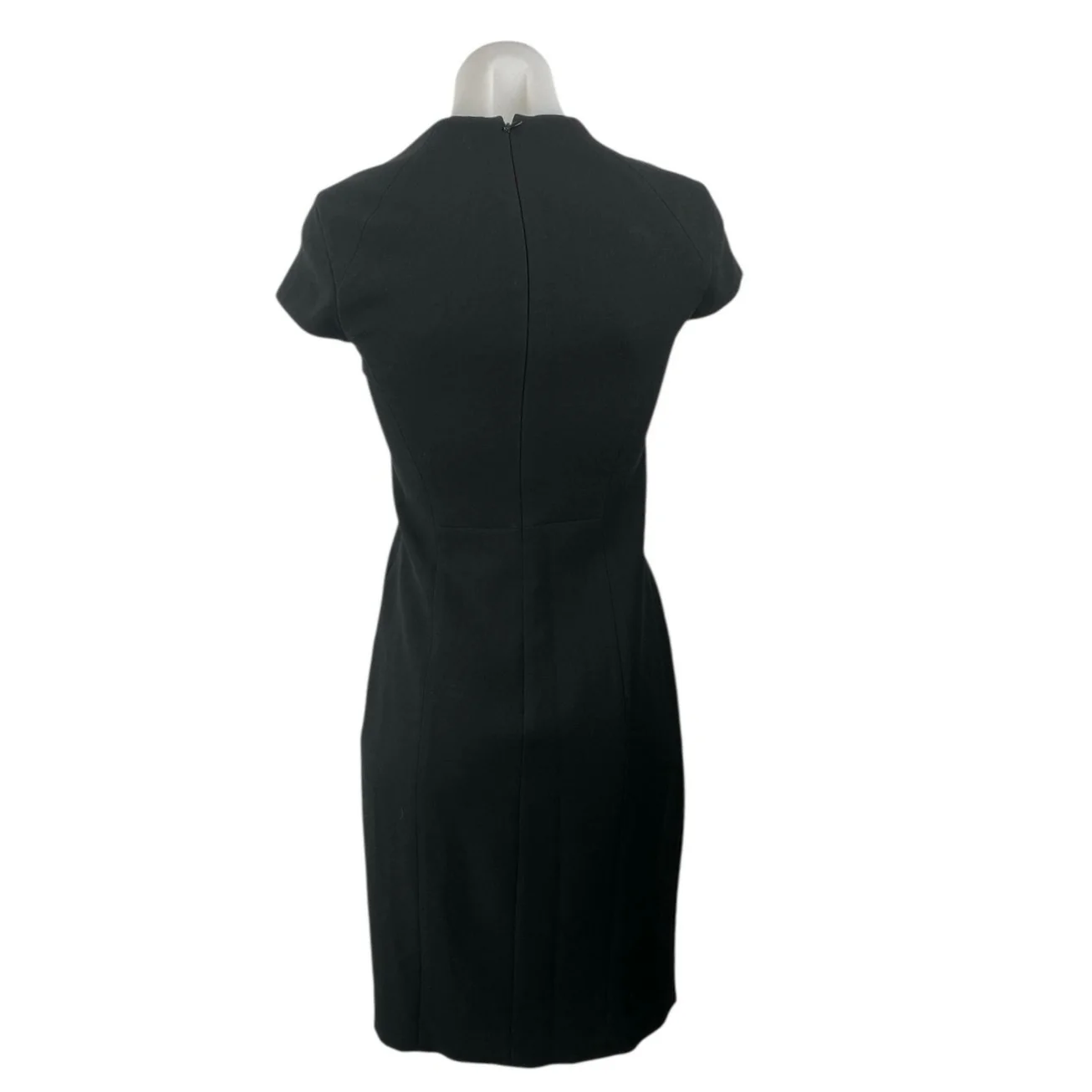 Elie Tahari Freida Black Mock Neck Short Sleeve Zip Midi Pencil Sheath Dress 0 - Image 2