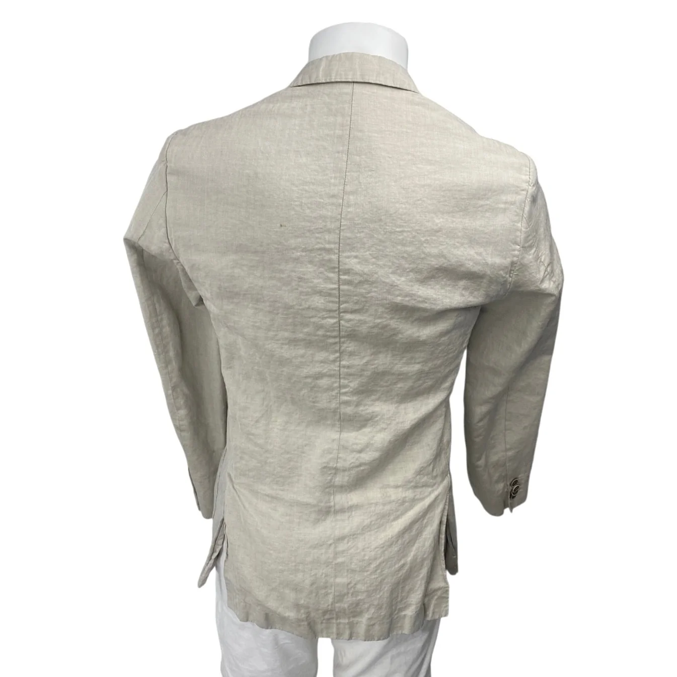 Elie Tahari Women's Beige Linen Long Sleeve Button Blazer Coat Jacket Size 36R - Image 2