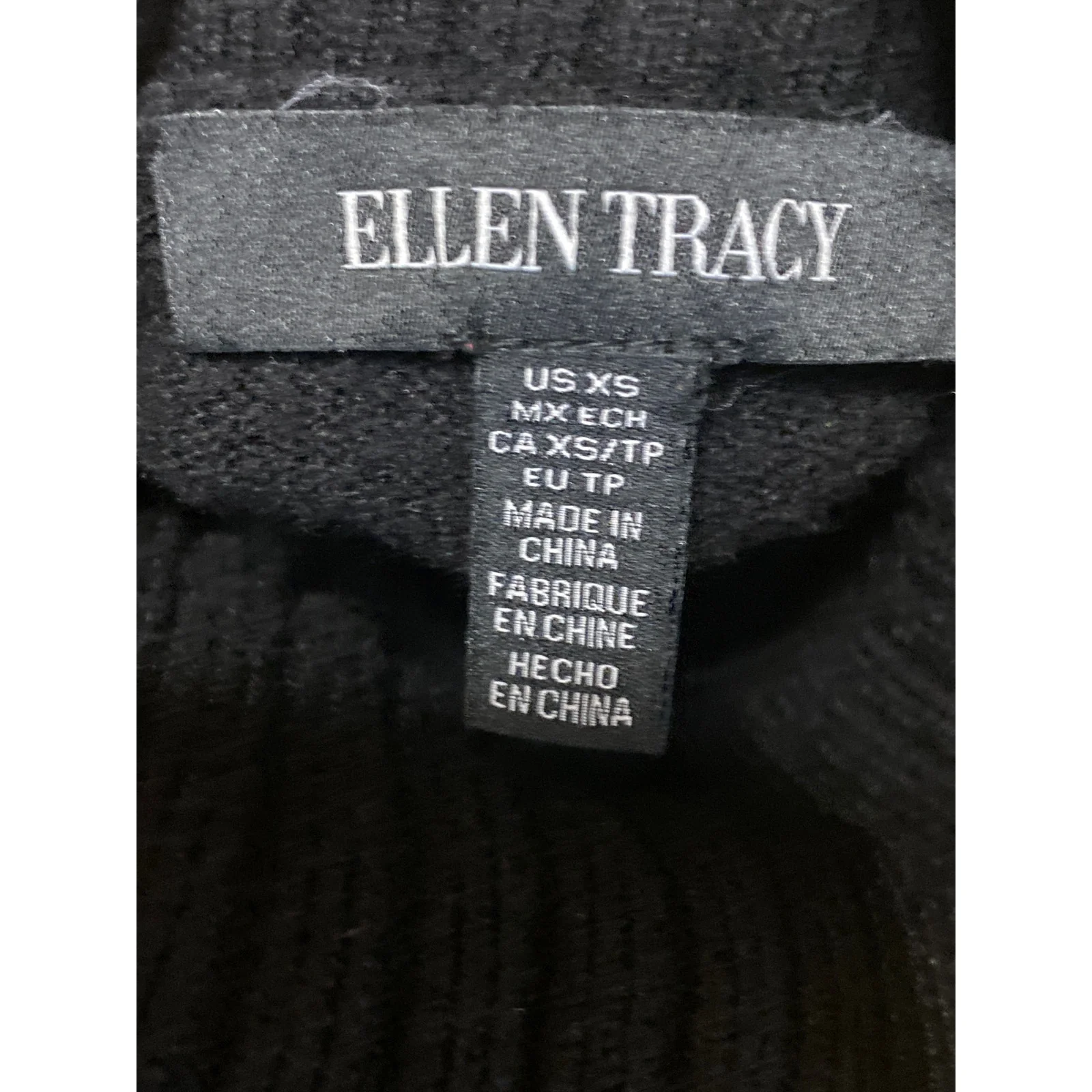 Ellen Tracy Women's Black Ribbed Trim Turtleneck Long Sleeve Sweater Top Size XS - Image 5