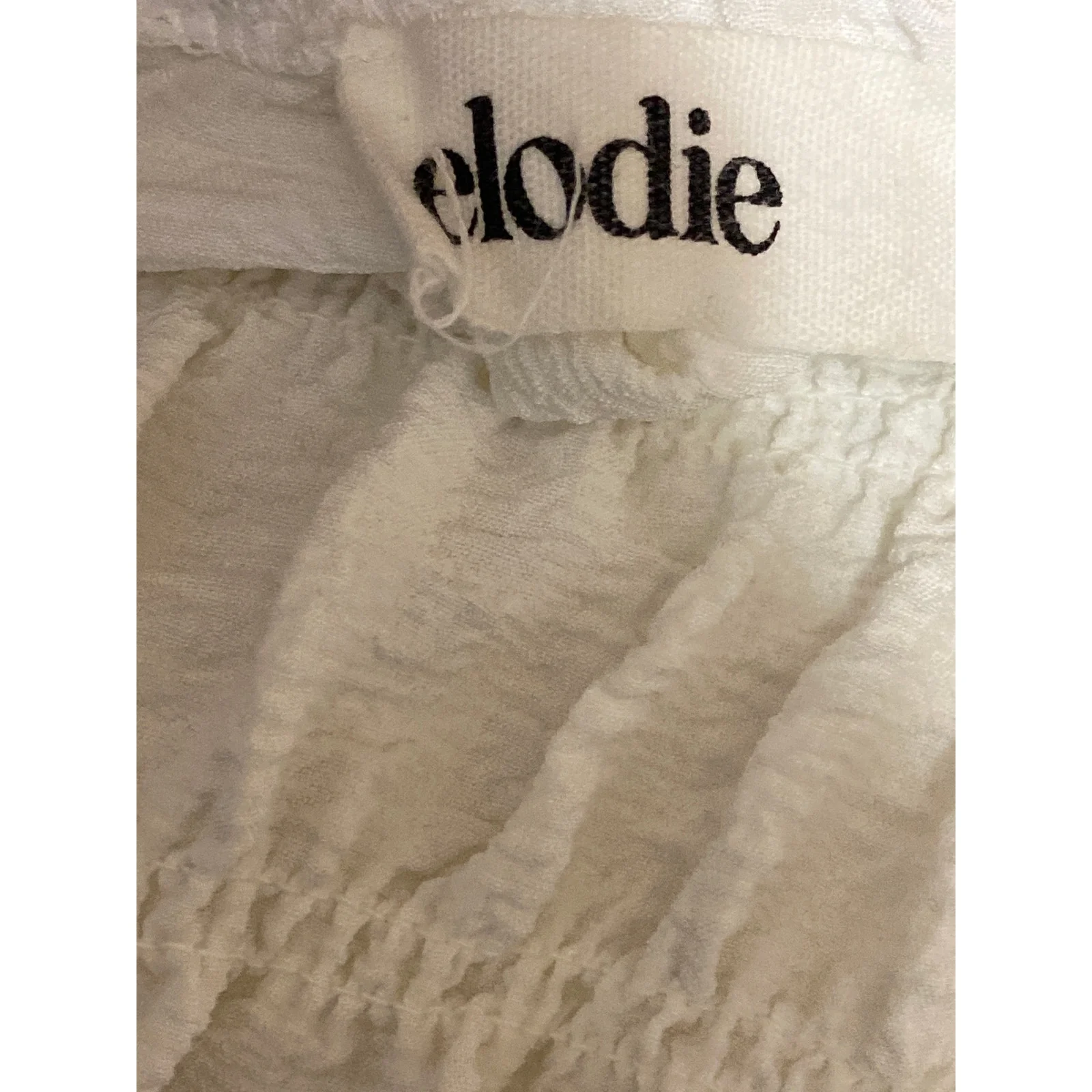 Elodie White Smocked Square Neck Short Puff Sleeve Peasant Crop Blouse Top Sz XL - Image 3