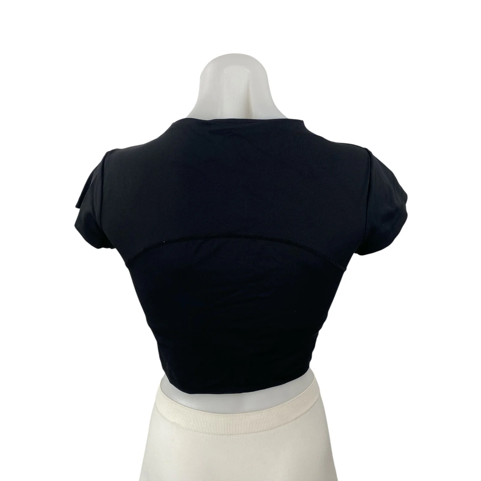 Enerbloom Women's Black Short Sleeve Yoga Athletic Activewear Crop T-Shirt Top M - Image 4