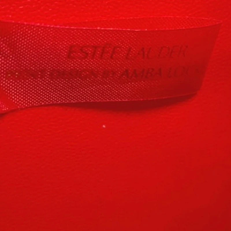 Estee Lauder Women's Red Floral Faux Pebbled Leather Handbag Crossbody Purse Bag - Image 5
