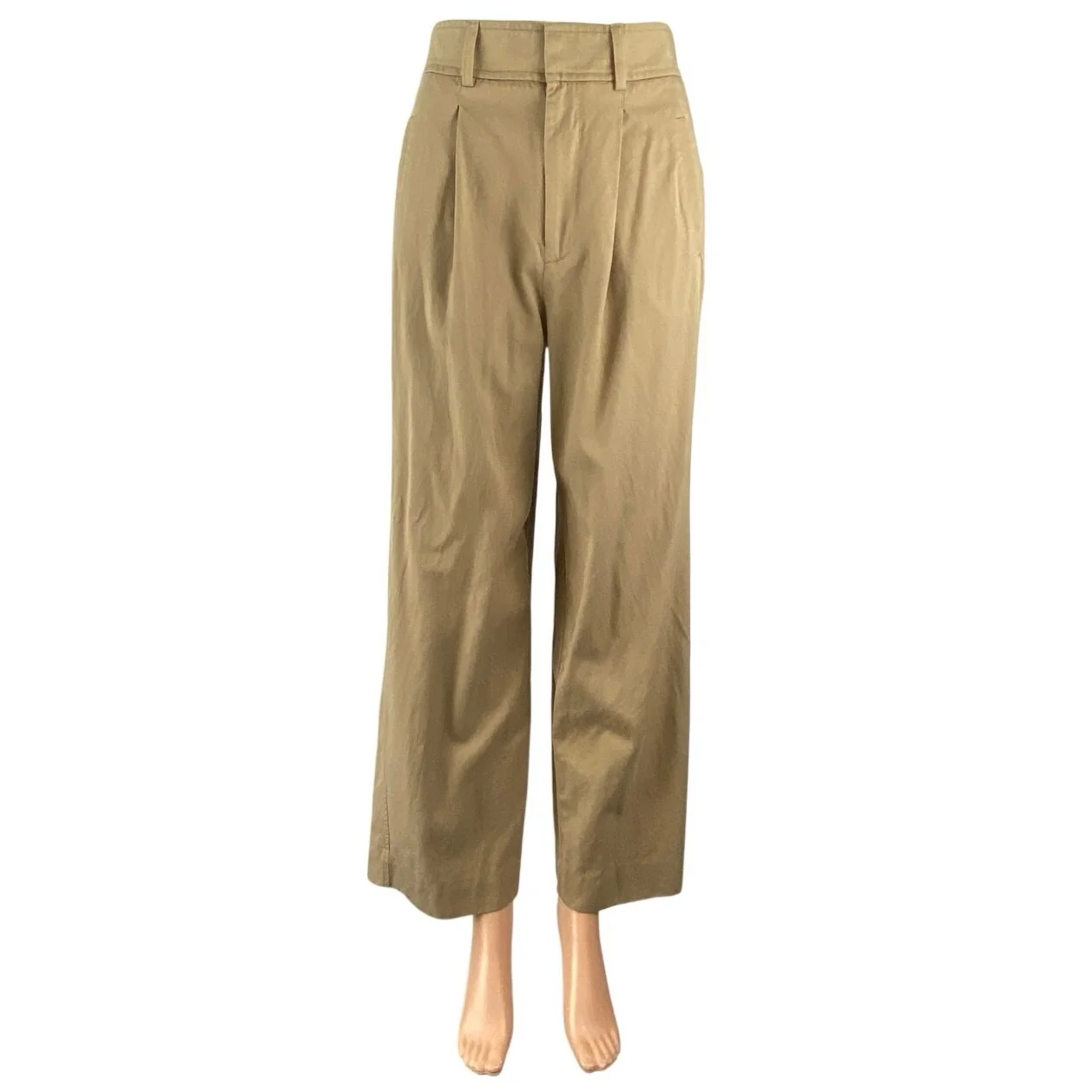 Everlane Khaki High Rise Pleated Baggy Palazzo Wide Leg Trousers Dress Pants 00S
