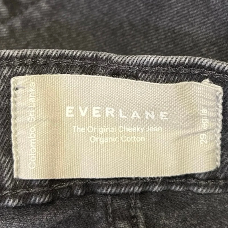 Everlane Original Cheeky Black Organic Cotton Straight High Waist Denim Jeans 29 - Image 4