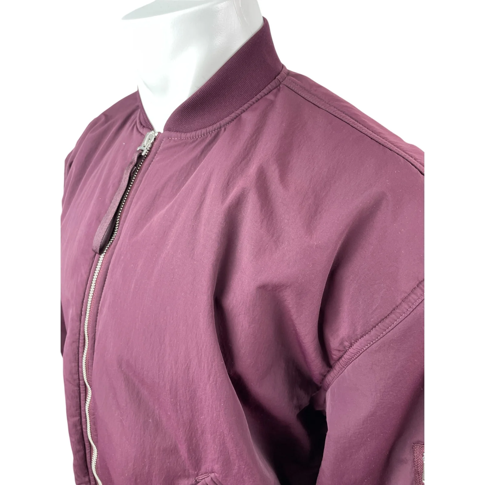 Everlane ReNew Oversized Purple Long Sleeve Windbreaker Bomber Coat Jacket Sz L - Image 2