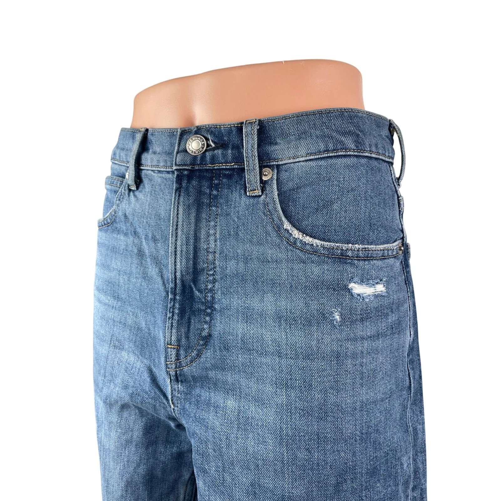 Everlane The Way High Women's Blue Distressed Wide Leg Baggy Denim Jeans Size 27 - Image 2