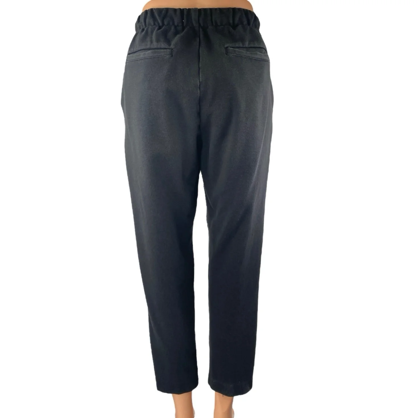 Everlane Women's Black Mid Rise Elastic Waist Tapered Skinny Trousers Pants Sz S - Image 2