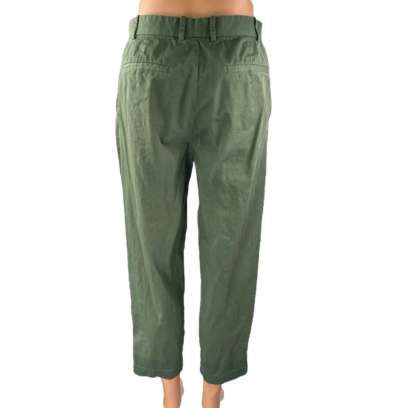 Everlane Women's Green High Rise Pleated Tapered Leg Crop Trousers Pants Size 0 - Image 3
