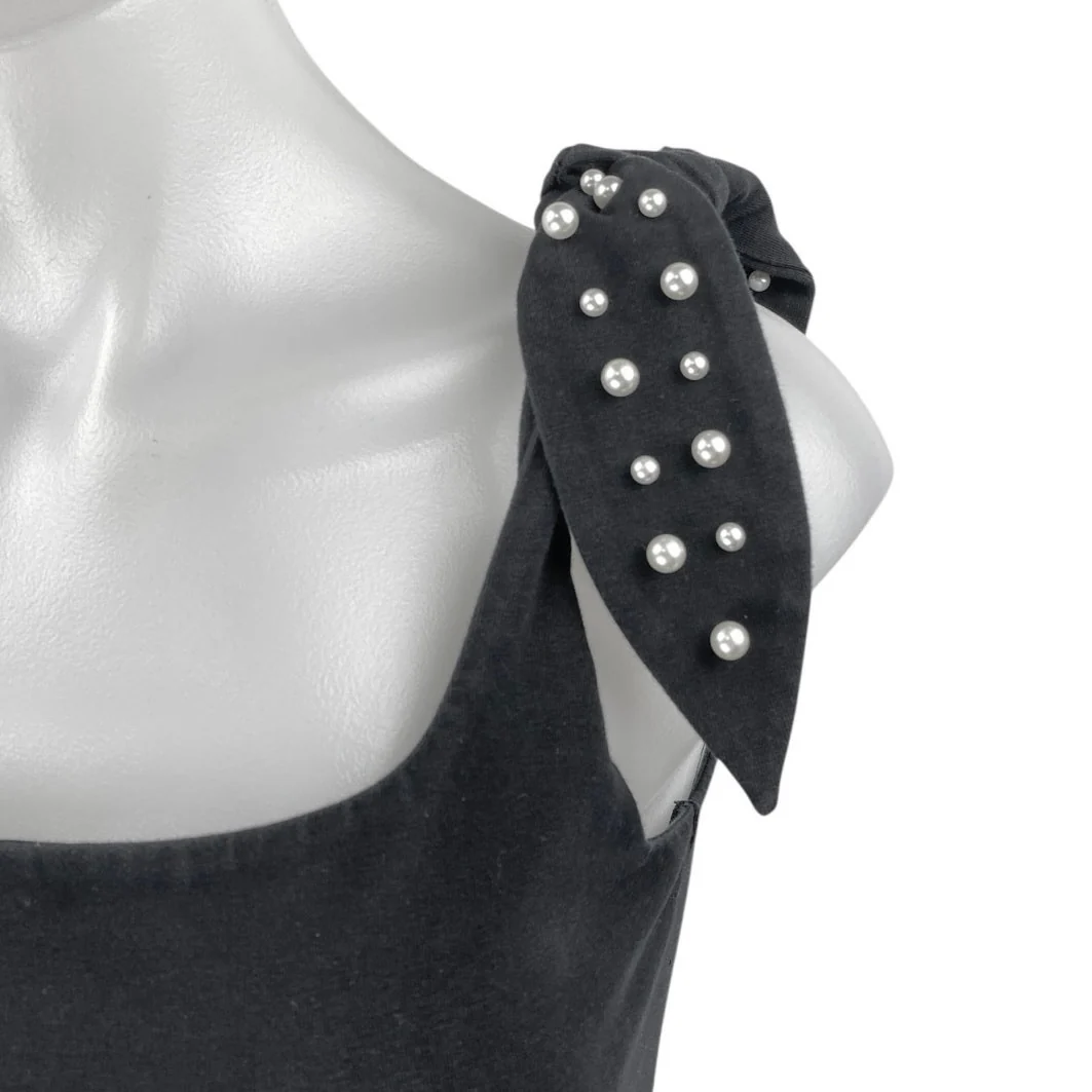 Express Black Sleeveless Beaded Tie Strap Cami Camisole Tank Bodysuit Top Sz XS - Image 3