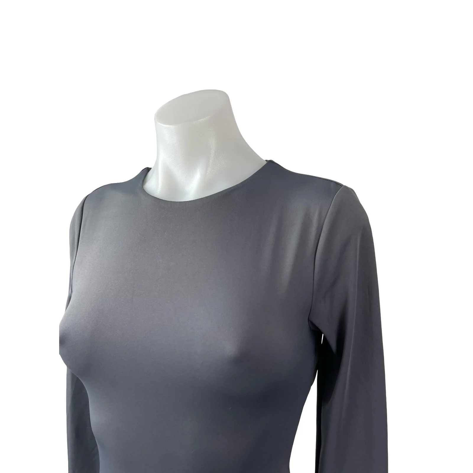 Express Body Contour Gray Long Sleeve Backless T Shirt Bodysuit Top Size XS - Image 2