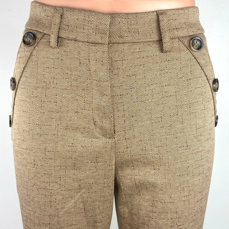 Express Brown High Rise Skinny Stretch Button Accent Pockets Dress Pants Size 4 - Image 4